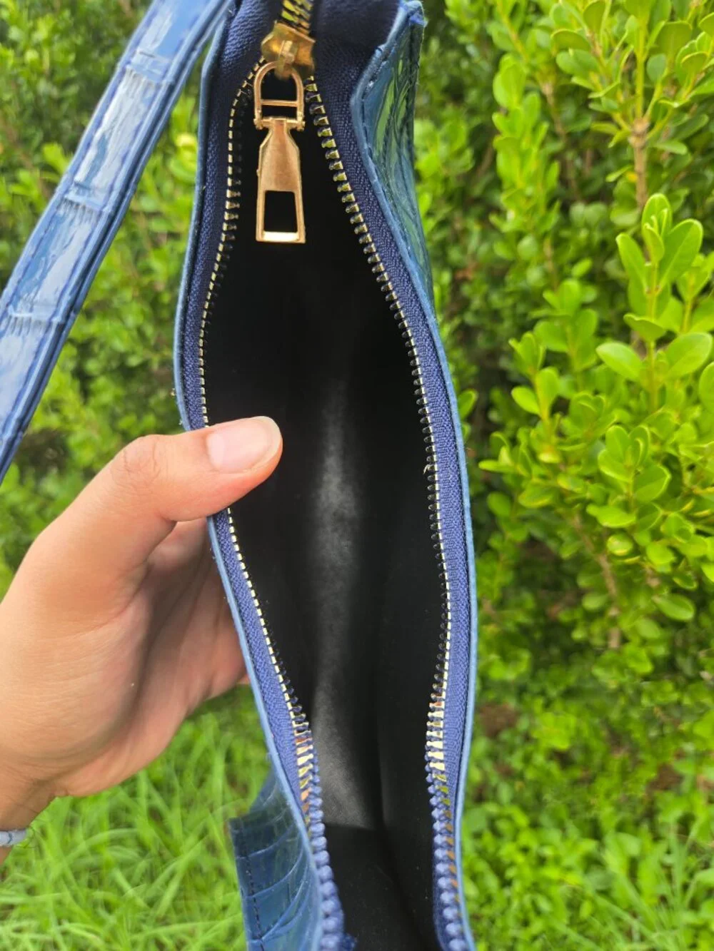 ROYAL BLUE Faux Reptile Texture Shoulder bag